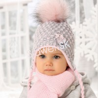 Detské čiapky zimné - dievčenské + šálik - model - 1/736